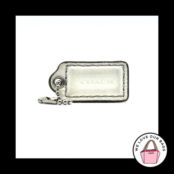 1.5" Small COACH White Leather Nickel Key Fob Bag Charm Keychain Hang Tag - Picture 1 of 1